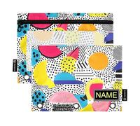 Raccoglitore a forma di frutta, in stile geometrico, con finestra trasparente, grande astuccio con cerniera e occhielli rinforzati con cerniera, 3 anelli, per scuola, ufficio e casa, multicolore