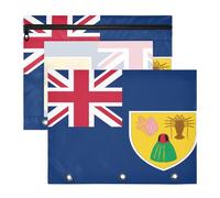 Raccoglitore a matita con cerniere lisce, perforatore a 3 fori per 3 raccoglitori ad anelli, confezione da 2 bandiere per studenti e ufficio delle isole Turks e Caicos