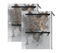 Raccoglitore a tre anelli 3D con gatti da parete, colore: bianco