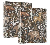 Raccoglitore a tre anelli con motivo animali del bosco, 3,8 cm, con tasche per formato lettera (27,9 x 21,6 cm), copertina rigida, confezione da 2