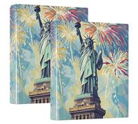 Raccoglitore a tre anelli da 2,5 cm e mezzo con la statua della libertà, con tasche interne, confezione da 1/2 per lettere (28 x 21,6 cm), copertina rigida, confezione da 2