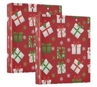 Raccoglitore a tre anelli da 2,5 cm e mezzo con scritta "Merry Christmas", con portablocco, confezione da 1/2 per lettere (28 x 21,6 cm), copertina rigida, confezione da 2