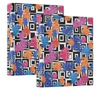 Raccoglitore a tre anelli da 3,8 cm, con foglie tropicali colorate, raccoglitore ad anelli a D con portablocco grande, 3 raccoglitori per scuola, università, ufficio