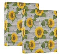 Raccoglitore a tre anelli da 3,8 cm, con girasoli gialli rustici, con portablocco grande, 3 raccoglitori per scuola, università, ufficio (taglia unica1)