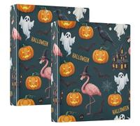 Raccoglitore a tre anelli da 3,8 cm, con lanterna di Halloween, zucche, raccoglitori ad anelli a D, con portablocco grande, 3 raccoglitori per scuola, università, ufficio