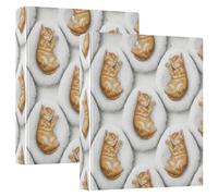 Raccoglitore a tre anelli, motivo zampe di gattini arancioni, bianco, con portablocco, grande, 3 raccoglitori per scuola, università, ufficio (taglia unica 2)