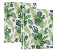 Raccoglitore a tre anelli stampato, 3,8 cm, raccoglitore ad anelli a D con tasche, raccoglitore decorativo per scuola, università o ufficio, foglie di palma tropicali verdi (taglia unica1)