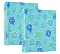 Raccoglitore a tre anelli stampato, raccoglitore ad anelli a D con tasche, raccoglitore decorativo per scuola, università o ufficio, fette di frutta turchese blu