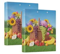 Raccoglitore a tre anelli stampato, raccoglitore ad anelli a D con tasche, raccoglitore decorativo per scuola, università o ufficio, cesto di frutta