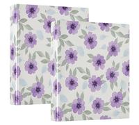 Raccoglitore a tre anelli stampato, raccoglitore ad anelli a D con tasche, raccoglitore decorativo per scuola, università o ufficio, fiori viola lavanda acquerello