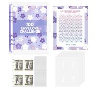Raccoglitore ad Anelli A5,100 Envelope Saving Challenge,Quaderno per Risparmiare Soldi,Budget Binder,100 Giorni Risparmio di Denaro sfida,per Rilegatura a Budget(Viola)