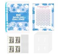 Raccoglitore ad Anelli A5,100 Envelope Saving Challenge,Quaderno per Risparmiare Soldi,Budget Binder,100 Giorni Risparmio di Denaro sfida,per Rilegatura a Budget(Blu)