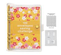 Raccoglitore ad Anelli A5,100 Envelope Saving Challenge,Quaderno Risparmio Soldi A5 con Bustine per Contanti,Budget Binder,Budget Binder per Organizzatore di Soldi,per Rilegatura a Budget (Giallo)