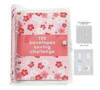 Raccoglitore ad Anelli A5,100 Envelope Saving Challenge,Quaderno Risparmio Soldi A5 con Bustine per Contanti,Budget Binder,Budget Binder per Organizzatore di Soldi,per Rilegatura a Budget (Rosa)