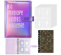 Raccoglitore ad anelli A5,budget planner,agenda risparmio soldi con 100 buste,con Challenge Tracker,money binder,raccoglitore soldi per risparmi,libro risparmio soldi(viola brillante)