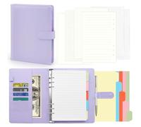 Raccoglitore ad anelli A5, formato A5, ricaricabile, formato A5s, 135 fogli di carta di ricarica A5S, in pelle PU, taccuino A5S, con tasche per rilegatura, taccuino per ufficio, scuola (viola)