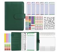 Raccoglitore ad Anelli A6 - 30 Pezzi Money Binder con Buste a Cerniera e Etichette - Ideale per Budget Planner e Organizzatore di Contanti per Casa e Lavoro (verde)