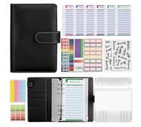 Raccoglitore ad Anelli A6 - 30 Pezzi Money Binder con Buste a Cerniera e Etichette - Ideale per Budget Planner e Organizzatore di Contanti per Casa e Lavoro (Nero)