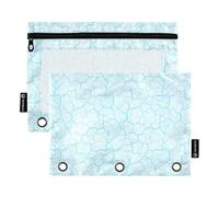Raccoglitore ad anelli blu con finestra trasparente, grande astuccio con cerniera, finestra trasparente e occhielli, cartelle tascabili per 3 cartelle per ufficio scuola e cosmetici, multicolore, 2