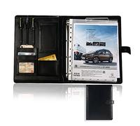 Raccoglitore ad anelli, Cartella portadocumenti in pelle PU A4 con calcolatrice e quaderno - Multicolore(Schwarz)