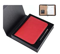 Raccoglitore ad anelli, Cartella portadocumenti in similpelle A5 con calcolatrice e raccoglitore a 6 anelli multicolore scatola regalo(Red)