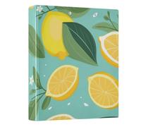 Raccoglitore ad anelli con 3 anelli, 3,8 cm, con foglie di limone, frutta, fiori, può contenere 200 documenti, per casa, scuola, ufficio