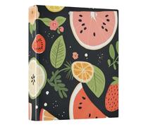 Raccoglitore ad anelli con 3 anelli, 3,8 cm, con foglie di limone, per frutta, anguria, limone, può contenere 200 documenti, per casa, scuola, ufficio