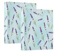 Raccoglitore ad anelli con 3 anelli stampato, 3,8 cm, con tasche, raccoglitore decorativo per scuola, università o ufficio, fiori di lavanda, fiori viola