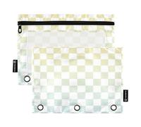 Raccoglitore ad anelli con finestra trasparente giallo-blu sfumato a scacchiera in colori assortiti, 3 anelli per riporre forniture scolastiche e ufficio, multicolore, 2 pezzi