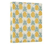 Raccoglitore ad anelli con motivo ananas giallo, 3,8 cm, rotondo, contiene 200 documenti, per casa, scuola, ufficio