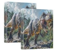 Raccoglitore ad anelli da 1 e mezzo pollice, confezione da 2 pezzi, raccoglitore ad anelli rotondo con dinosauro gigante, contiene 200 fogli, raccoglitore per quaderni, per lavoro, scuola, ufficio