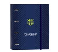 Safta F.C. Barcellona NAVY BLUE - Raccoglitore 4 anelli da 35 cm con 100 fogli A4, ideale per bambini di diverse età, confortevole e versatile, qualità e resistenza, 27 x 3,5 x 32 cm, Blu navy, M,