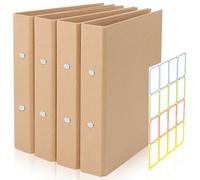 Raccoglitore ad anelli, formato A4, ricaricabile, 4 pezzi, formato A4, raccoglitore ad anelli, con 2 anelli per l'aggiunta di copertina per brochure, fogli sciolti, 23,5 x 31,5 cm, con 1 adesivo