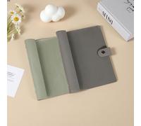 Raccoglitore ad anelli, formato A5, 2 pezzi, formato A5, in PVC, trasparente, 6 anelli, con chiusura a pressione, per lavori di ufficio, scuola e viaggi (verde + grigio)