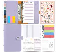 Raccoglitore ad anelli formato A6, con 6 fori, con tasche per raccoglitore, buste per soldi, fogli di bilancio, etichette adesive