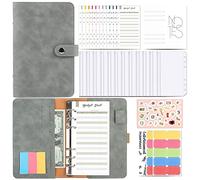 Raccoglitore ad anelli formato A6, con 6 fori, con tasche per raccoglitore, buste per soldi, fogli di bilancio, etichette adesive