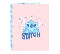 STITCH OHANA - Cartella con fogli 4 anelli, ideale per bambini di diverse età, comoda e versatile, qualità e resistenza, 26,5 x 33 cm
