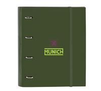 Safta Munich Bright Khaki - Raccoglitore a 4 anelli da 35 cm con 100 fogli A4, ideale per bambini di diverse età, comodo e versatile, qualità e resistenza, 27 x 3,5 x 32 cm, colore cachi, Kaki,