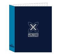 Safta -M657 Munich Nautic-Cartella Folio 4 anelli, ideale per bambini di diverse età, confortevole e versatile, qualità e resistenza, 27 x 6 x 33 cm, colore blu marino, standard (512474657)