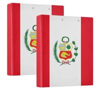 Raccoglitore ad anelli rotondi, 2 pezzi, 3,8 cm, con tasche, confezione da 1/2, per studenti universitari, 200 fogli, bandiera del Perù, rosso nazionale peruviano