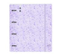 SAFTA Raccoglitore ad anelli con 4 anelli da 35 mm con ricarica con 100 fogli A4, ideale per bambini di diverse età, comodo e versatile, qualità e resistenza, 27 x 4 x 32 cm, Viola chiaro stampato,