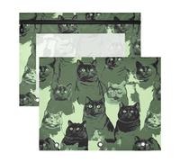 Raccoglitore adorabile portapenne per raccoglitori a 3 anelli, confezione da 2 articoli artistici per insegnanti, motivo: gatti britannici a pelo corto, verde