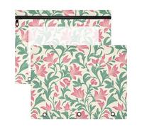Raccoglitore astuccio a 3 fori con 3 anelli tasca per lettere A4, confezione da 2 articoli per insegnanti e aule vintage, rosa, campanula verde foglie
