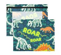 Raccoglitore astuccio con cerniera 3 anelli tasca per 3 anelli raccoglitore 2 confezioni per insegnanti forniture universitarie ruggente T-rex teschio ankylosaurus rock texture fluorescente giallo