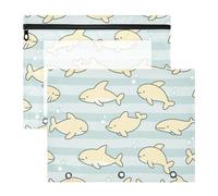 Raccoglitore astuccio con cerniere lisce 3 anelli tasca per 3 anelli raccoglitore 2 confezioni per insegnanti conservazione studenti scolastici forniture per insegnanti animali balena gialla striscia