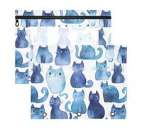 Raccoglitore astuccio con cerniere lisce, cartelle tascabili per raccoglitori a 3 anelli, confezione da 2 per insegnanti, rientro a scuola, dolci russi, Bluecats bianco