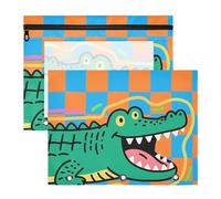 Raccoglitore astuccio per matite trasparente con finestra per lettere di carta A4, confezione da 2 pezzi, per studenti, forniture per aule a scacchi, arancione e blu, estuche para lapices