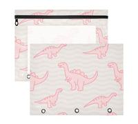 Raccoglitore astuccio portapenne trasparente per lettere A4, confezione da 2 pezzi, per insegnanti, classe, animali, dinosauro, rosa, fluorescente, giallo, bolsa per lapices