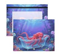 Raccoglitore astuccio trasparente con finestra per lettere A4, confezione da 2 pezzi, per insegnanti, materiale scolastico, divertente vasca da bagno, animali marini, subacquei, per lapices