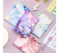 Raccoglitore budget A6 con motivo marmorizzato Copertina per notebook in pelle PU Buste con cerniera Etichette adesive Righello utilizzato come di organizzazione del denaro Bill (Azzurro)